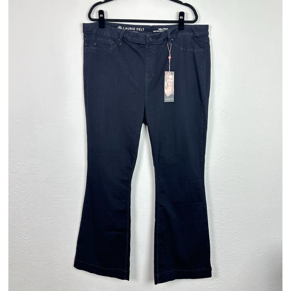Laurie Felt Jeans Womens 2X Silky Flare Vital Stretch Dark Blue Flare Leg - NEW